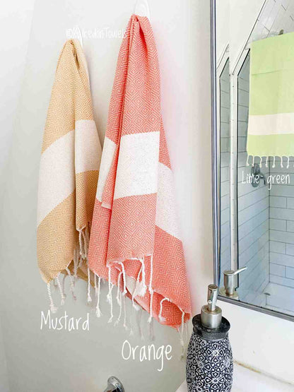Diamond Weave Cotton Hand Towel, Oversized 16 x 36 Inch Kitchen Towel – view 4
