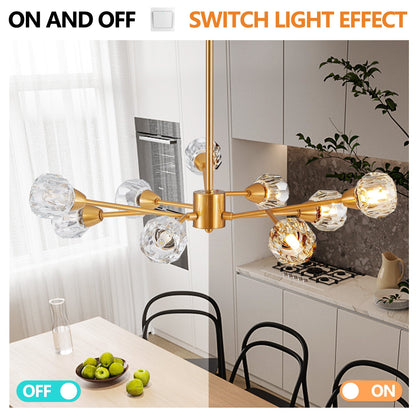 28" Modern Low-Profile Crystal Chandelier with 9 Lights, Gold – view 6