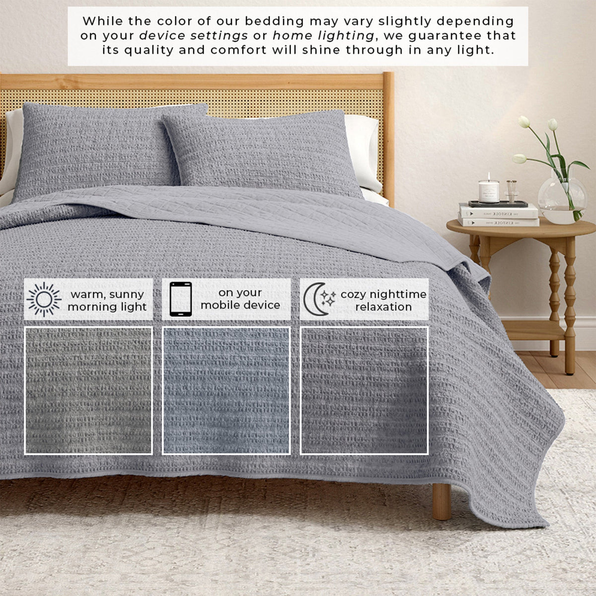 Garment-Washed Cotton Waffle Weave Quilt Set – Genevieve Collection – view 42