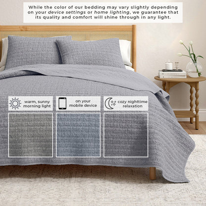 Garment-Washed Cotton Waffle Weave Quilt Set – Genevieve Collection – view 42
