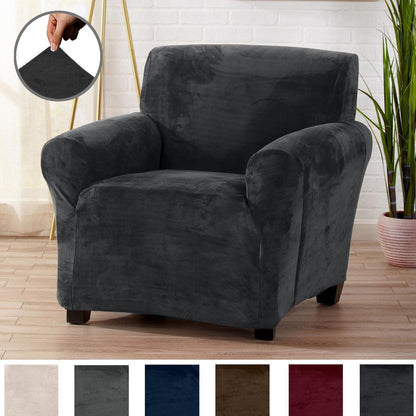 Velvet Stretch Slipcover – Gale Collection Form-Fit Sofa Cover – view 33