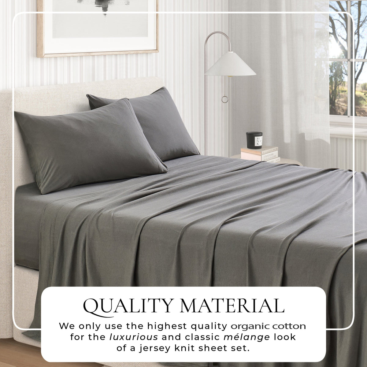 100% Organic Cotton Jersey Knit Sheet Set, Soft and Stretchy – view 26