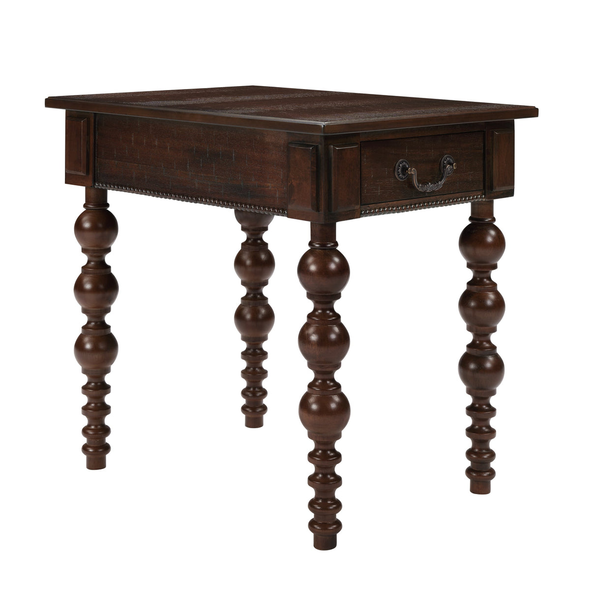 Espresso Wood End Table with Drawer and Turned Spindle Legs – view 8
