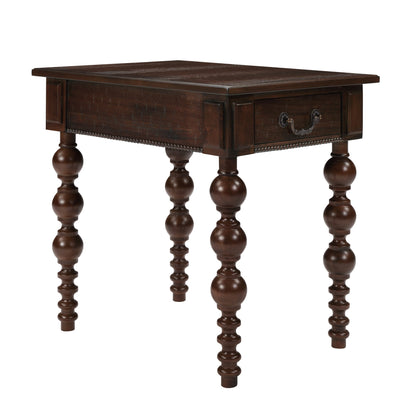 Espresso Wood End Table with Drawer and Turned Spindle Legs – view 8