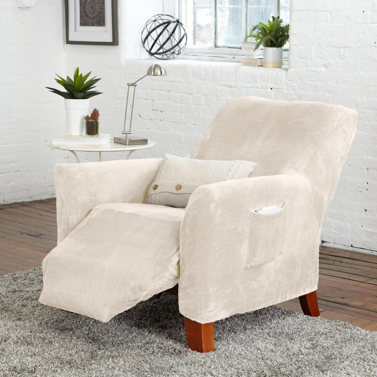 Velvet Stretch Slipcover – Gale Collection Form-Fit Sofa Cover – view 115