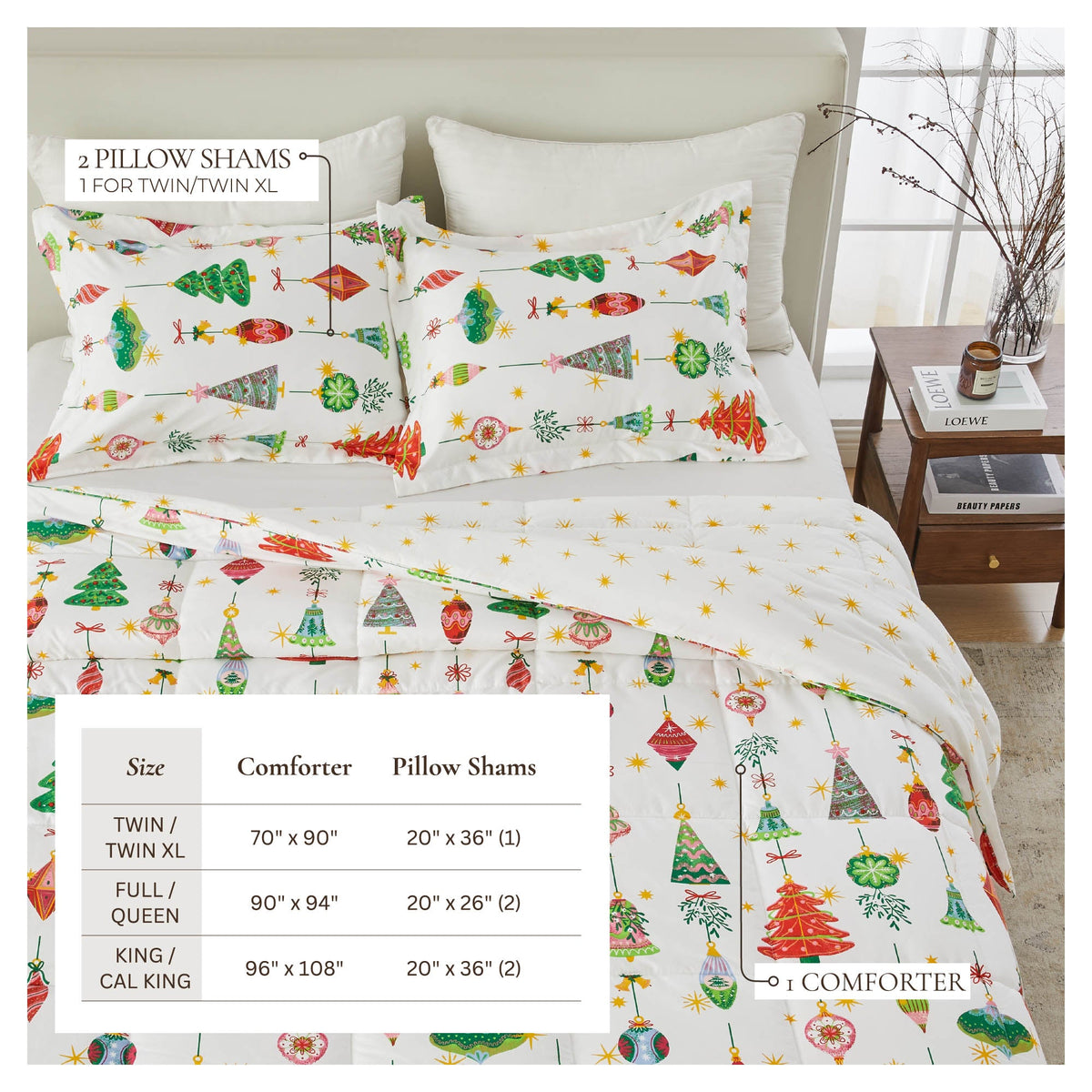 Reversible Holiday and Lodge Comforter and Sham Set – Odette Collection – view 76