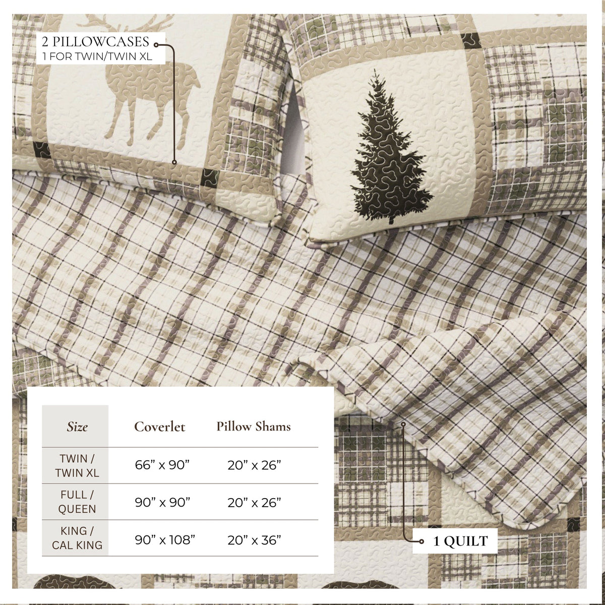 Reversible Plaid Lodge Quilt Set with Shams – Stonehurst Collection – view 3