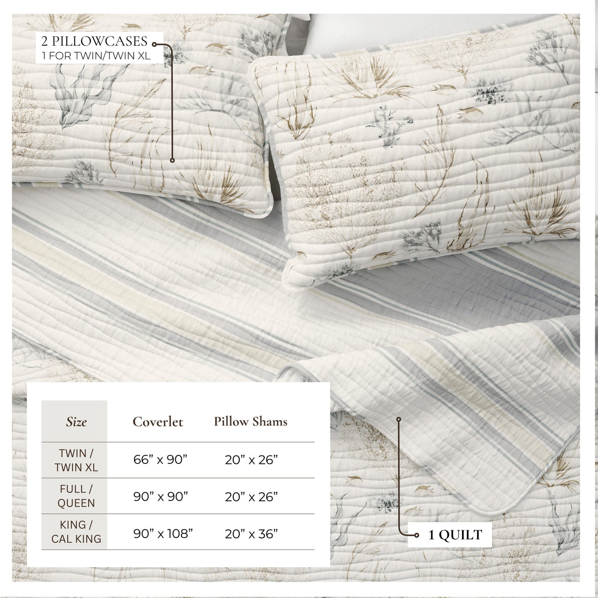 Coral Sea Maze Coastal Microfiber Quilt Set – Newcomb Collection – view 3