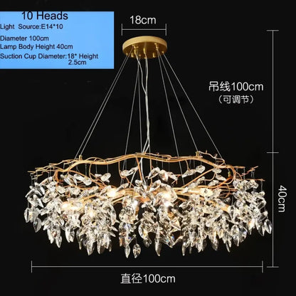Elegant Gold K9 Crystal Branch Chandelier for Kitchen Island – view 12