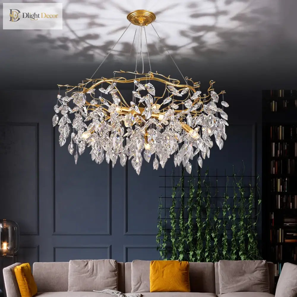 Elegant Gold K9 Crystal Branch Chandelier for Kitchen Island – view 4