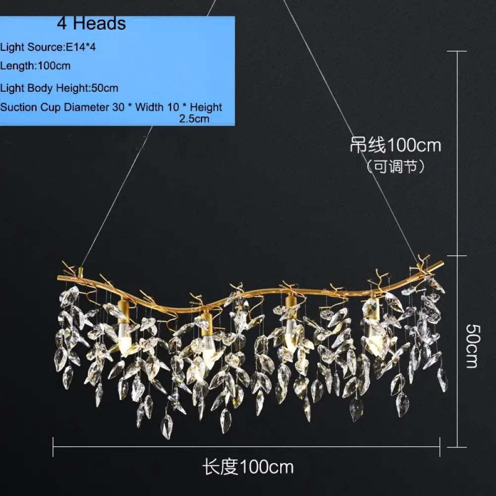 Elegant Gold K9 Crystal Branch Chandelier for Kitchen Island – view 7