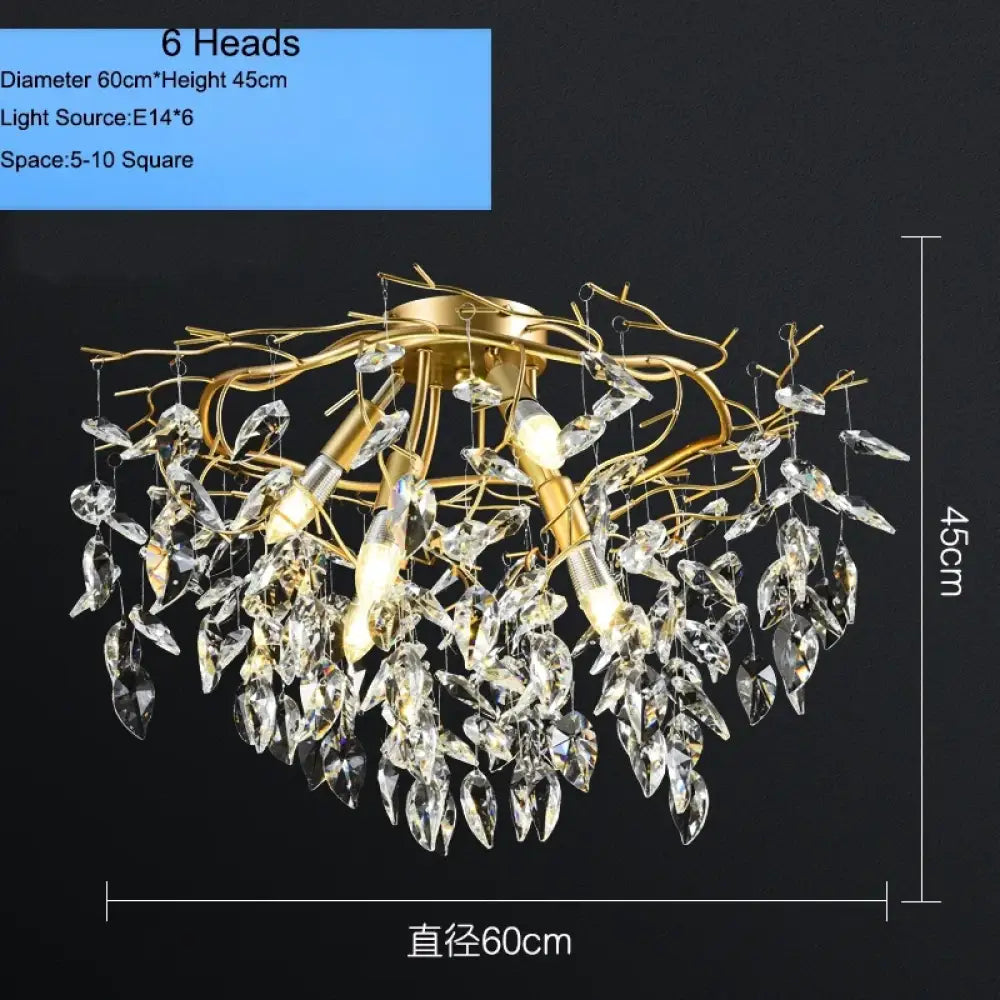 Elegant Gold K9 Crystal Branch Chandelier for Kitchen Island – view 8