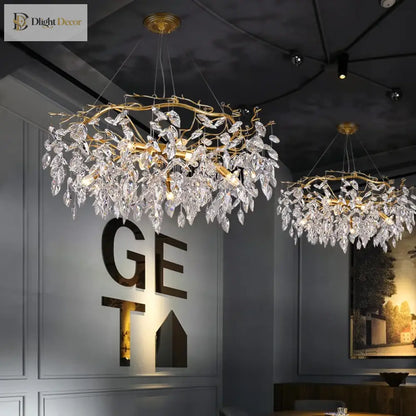 Elegant Gold K9 Crystal Branch Chandelier for Kitchen Island – view 3