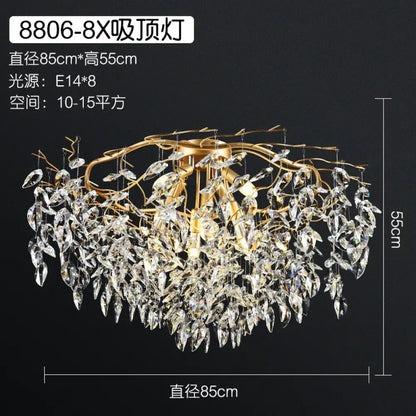 Elegant Gold K9 Crystal Branch Chandelier for Kitchen Island – view 10