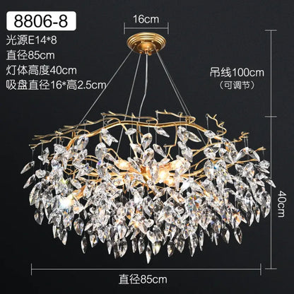 Elegant Gold K9 Crystal Branch Chandelier for Kitchen Island – view 14