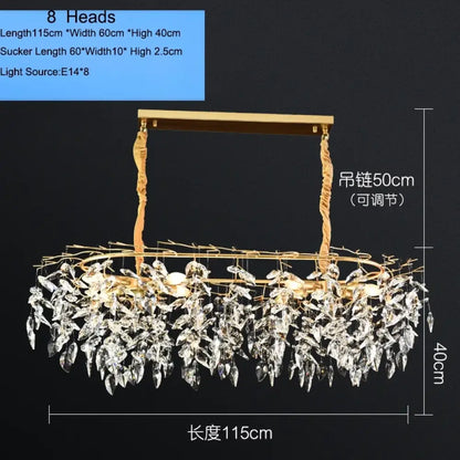 Elegant Gold K9 Crystal Branch Chandelier for Kitchen Island – view 11
