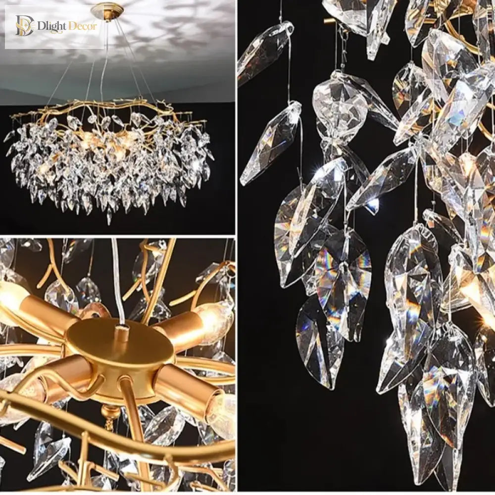 Elegant Gold K9 Crystal Branch Chandelier for Kitchen Island – view 6