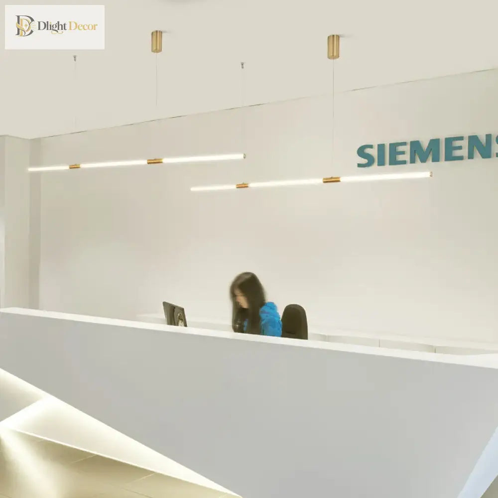 Copper Linear LED Pendant Light with Acrylic Light Pipe for Office – view 2
