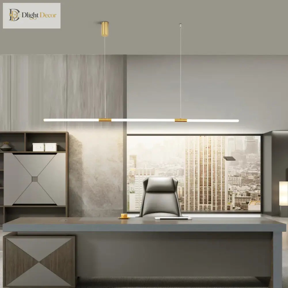 Copper Linear LED Pendant Light with Acrylic Light Pipe for Office – view 6