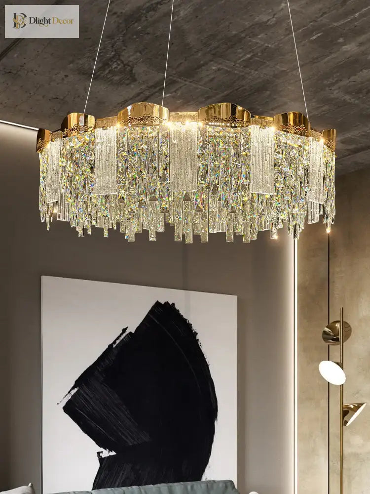 Modern Circular Crystal Chandelier for Dining and Living Room – view 4