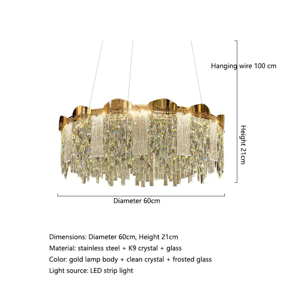 Modern Circular Crystal Chandelier for Dining and Living Room – view 7