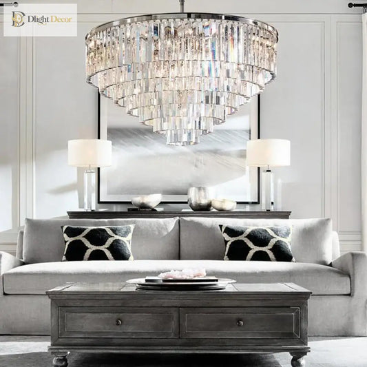 Nordic Postmodern Tiered Crystal Chandelier, Smoke Gray, Clear or Amber – view 2