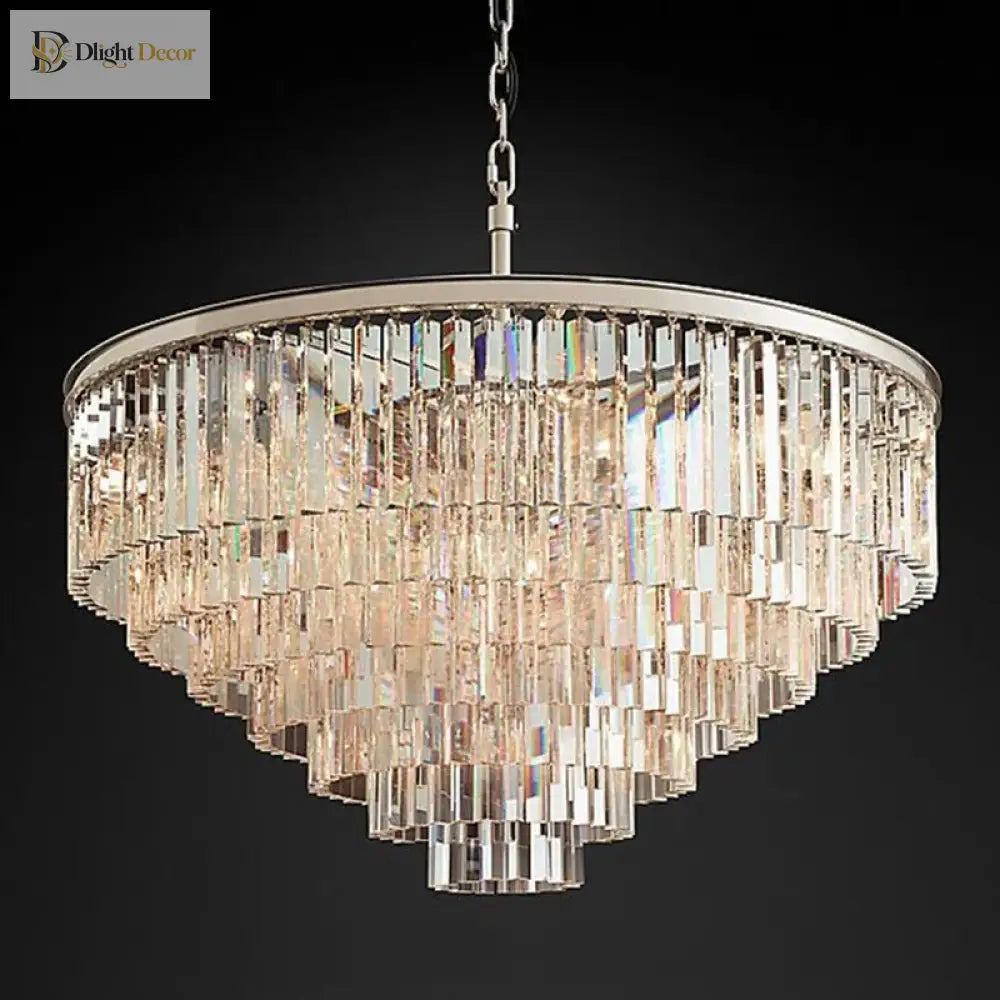 Nordic Postmodern Tiered Crystal Chandelier, Smoke Gray, Clear or Amber – view 4