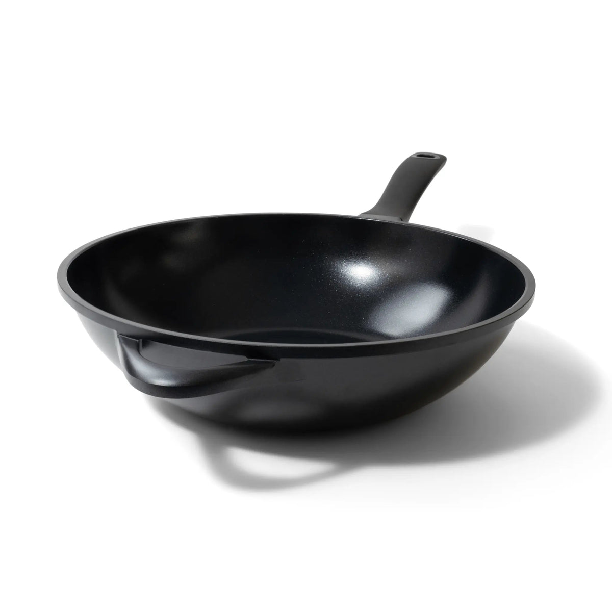 12-inch ceramic nonstick wok with comfort-grip handle filled with stir-fried vegetables