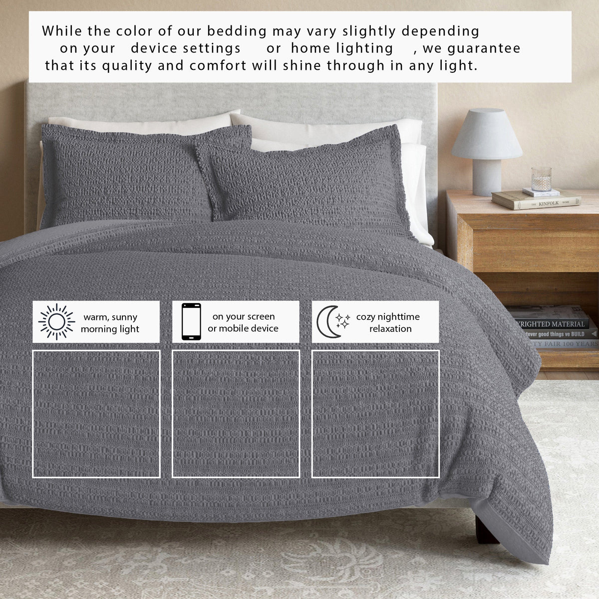 Cotton Honeycomb Waffle Weave Duvet Cover Set – Mattea Collection – view 42