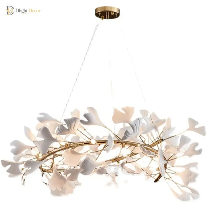 Ginkgo Leaf LED Chandelier in Ceramic or Acrylic, Round or Linear – view 6