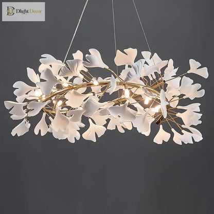 Ginkgo Leaf LED Chandelier in Ceramic or Acrylic, Round or Linear – view 4