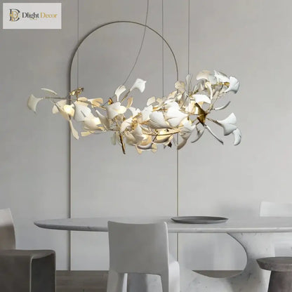 Ginkgo Leaf LED Chandelier in Ceramic or Acrylic, Round or Linear – view 2