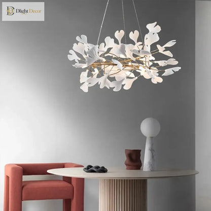 Ginkgo Leaf LED Chandelier in Ceramic or Acrylic, Round or Linear – view 3