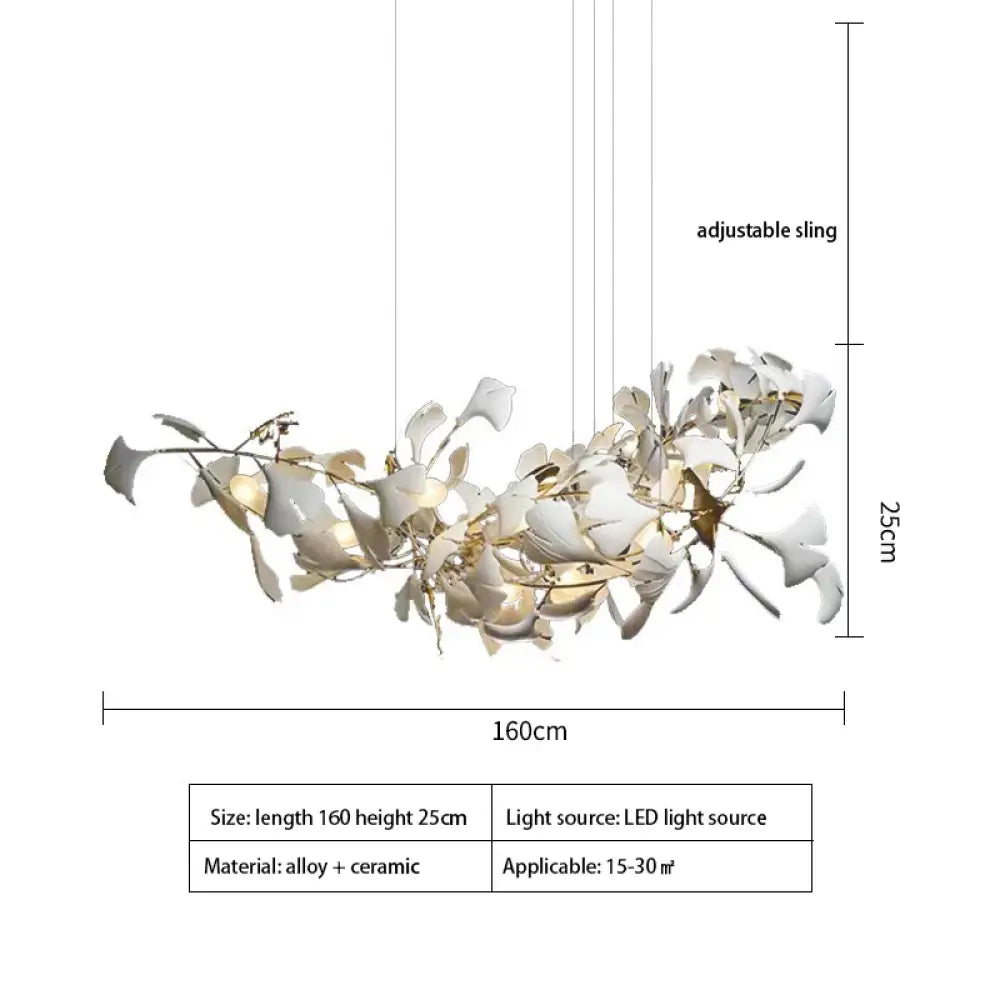 Ginkgo Leaf LED Chandelier in Ceramic or Acrylic, Round or Linear – view 13
