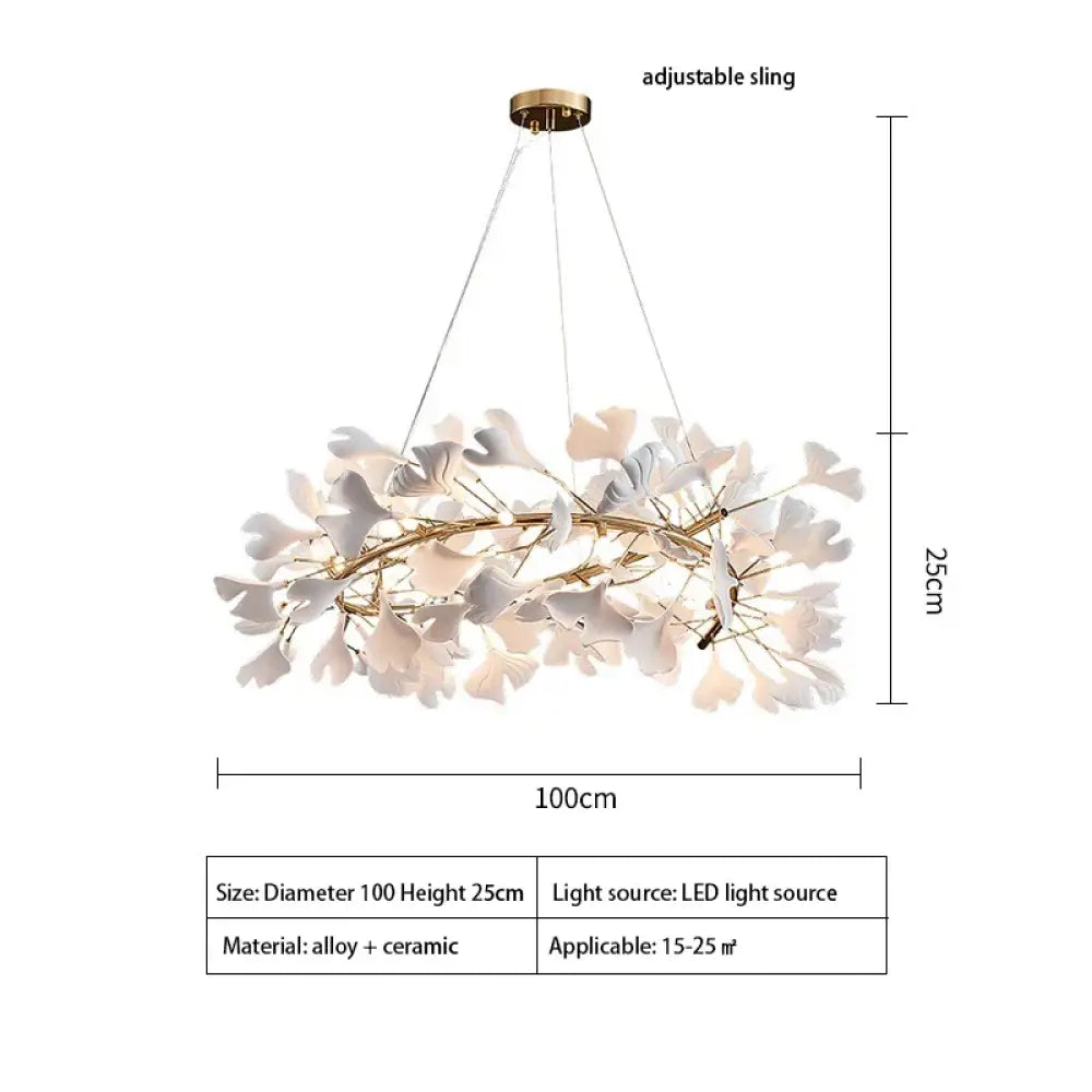 Ginkgo Leaf LED Chandelier in Ceramic or Acrylic, Round or Linear – view 9