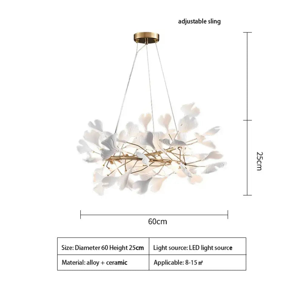Ginkgo Leaf LED Chandelier in Ceramic or Acrylic, Round or Linear – view 7