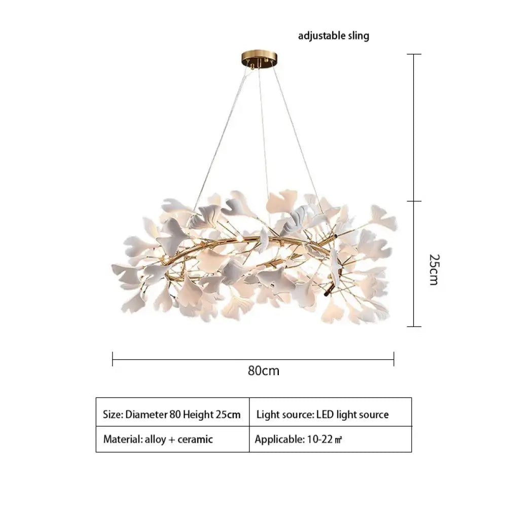Ginkgo Leaf LED Chandelier in Ceramic or Acrylic, Round or Linear – view 8
