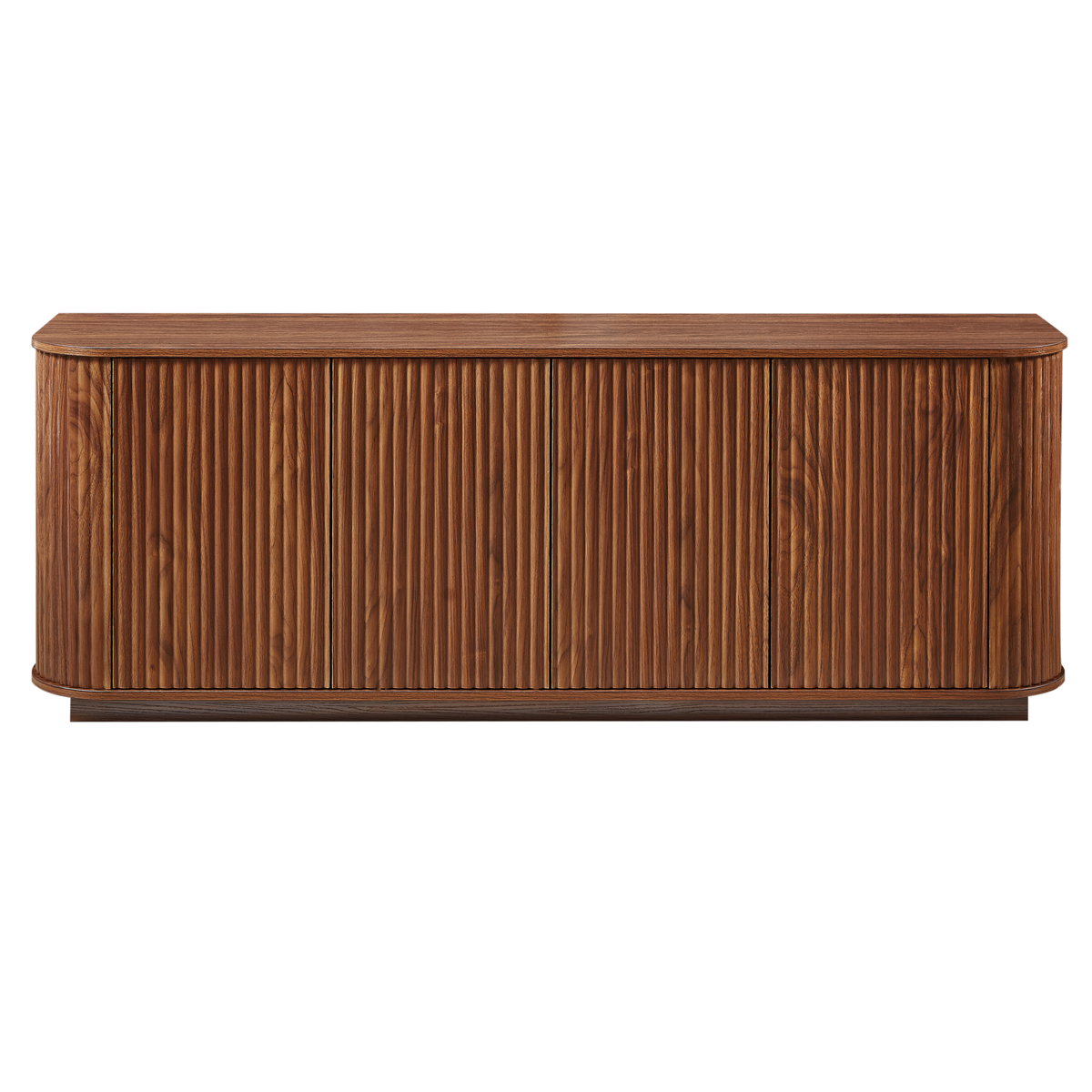 64 Inch Walnut Sideboard Storage Cabinet with Wave Pattern Doors – view 8