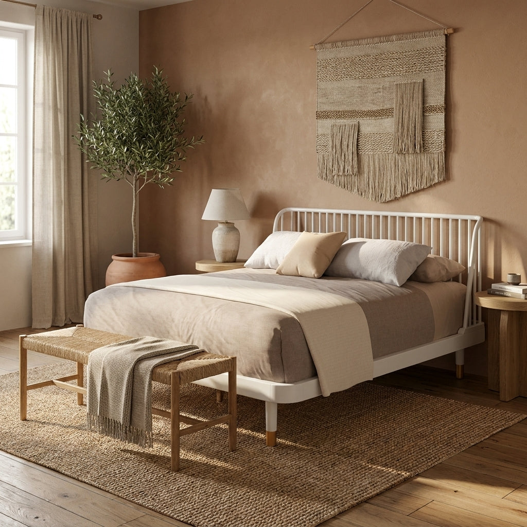 Madelyn White Wooden Platform Bed