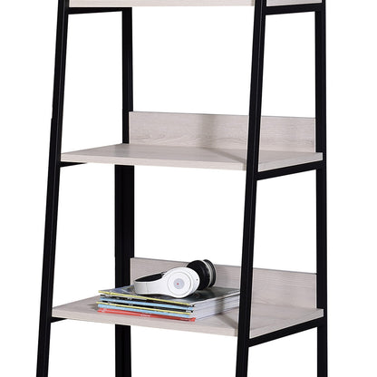 Wendral 24 Inch Natural and Black Ladder Bookshelf with 5 Shelves – view 2