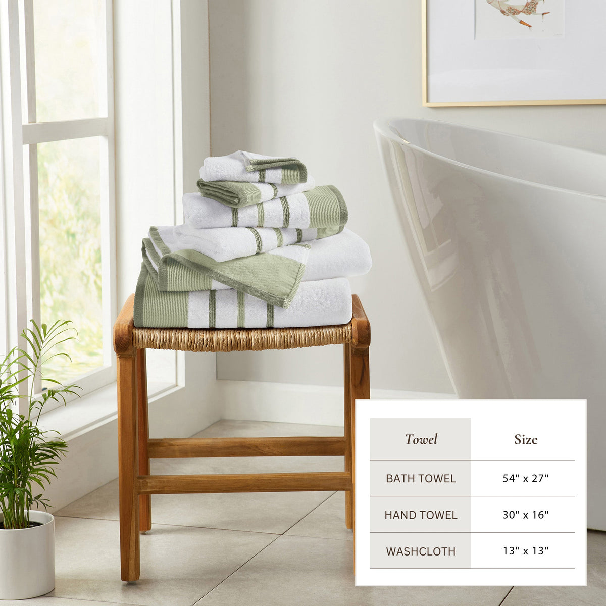 Decorative Cotton Stripe Bath Towel Set – Noelle Collection – view 64
