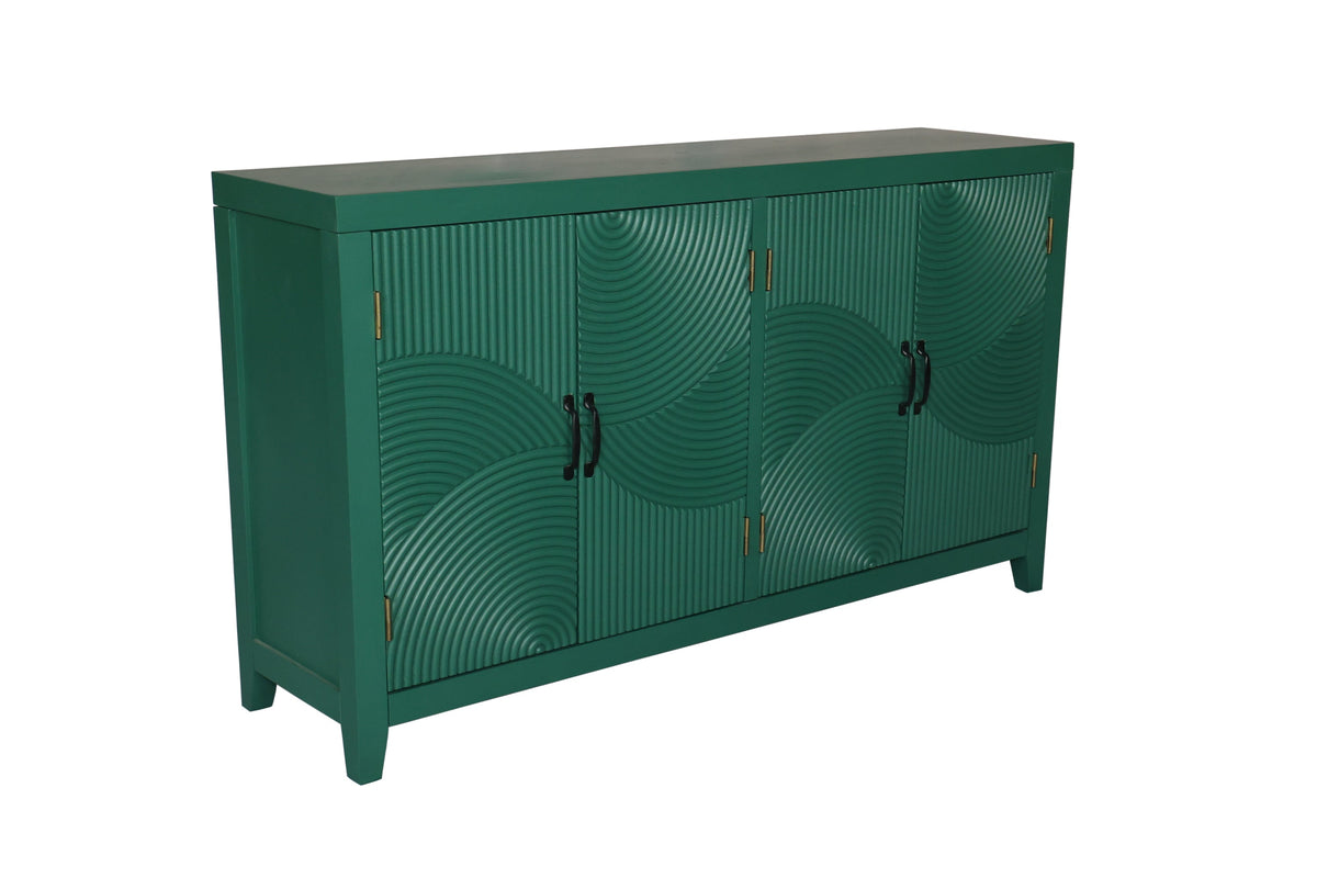 59 Inch Dark Green Mid-Century Modern Accent Cabinet with 4 Doors – view 9