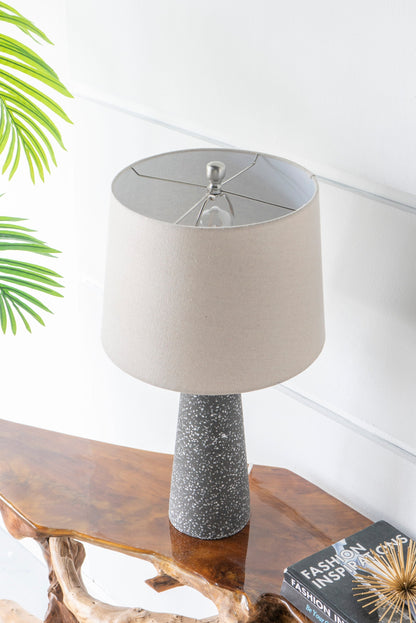 Artisan Multicolor Glass Table Lamp with Linen Shade, Black and Beige – view 3