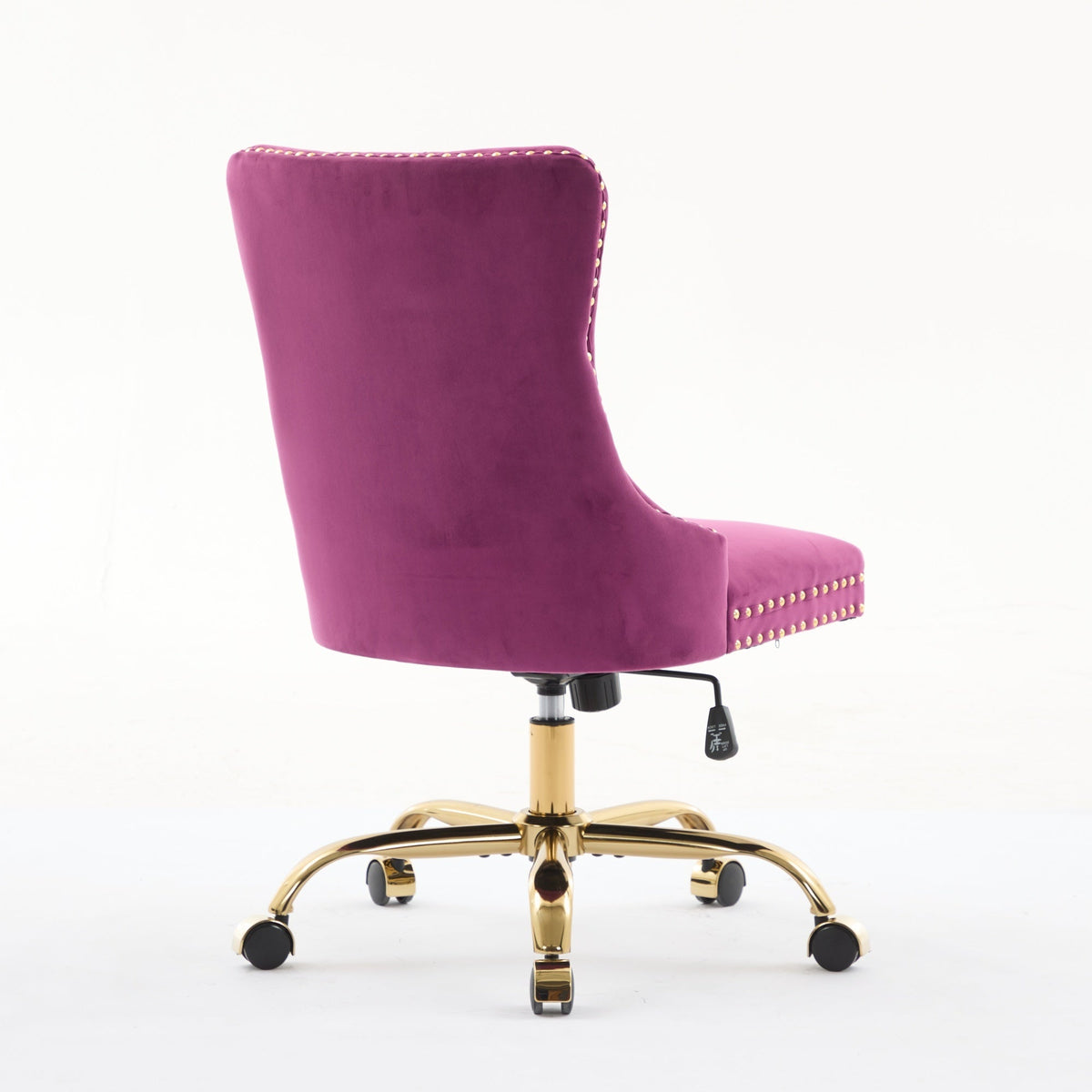 Purple Velvet Tufted Office Chair with Gold Accents and Nailhead Trim – view 6