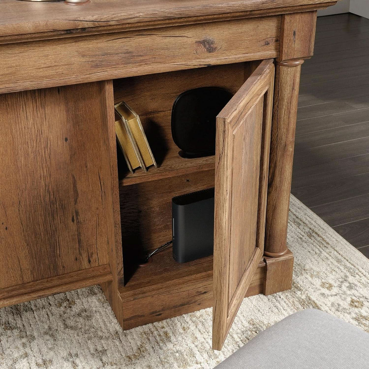 Palladia 65-Inch Executive Desk with Keyboard Drawer, Vintage Oak – view 6