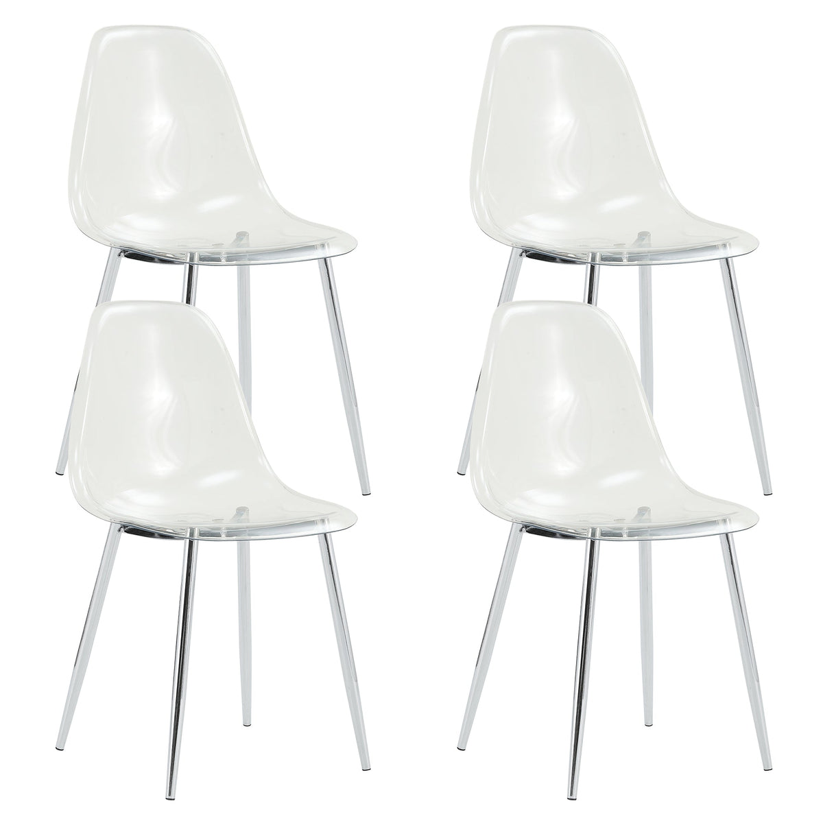 Modern Clear Transparent Dining Chairs with Silver Legs, Set of 6 – view 21