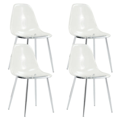 Modern Clear Transparent Dining Chairs with Silver Legs, Set of 6 – view 21