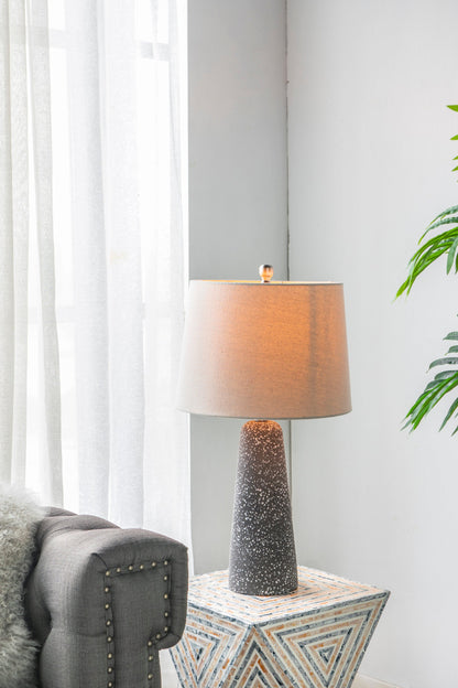 Artisan Multicolor Glass Table Lamp with Linen Shade, Black and Beige – view 10