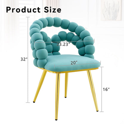 Puffy Bubble Ball Chain Upholstered Dining Chairs, Light Blue or Yellow – view 11