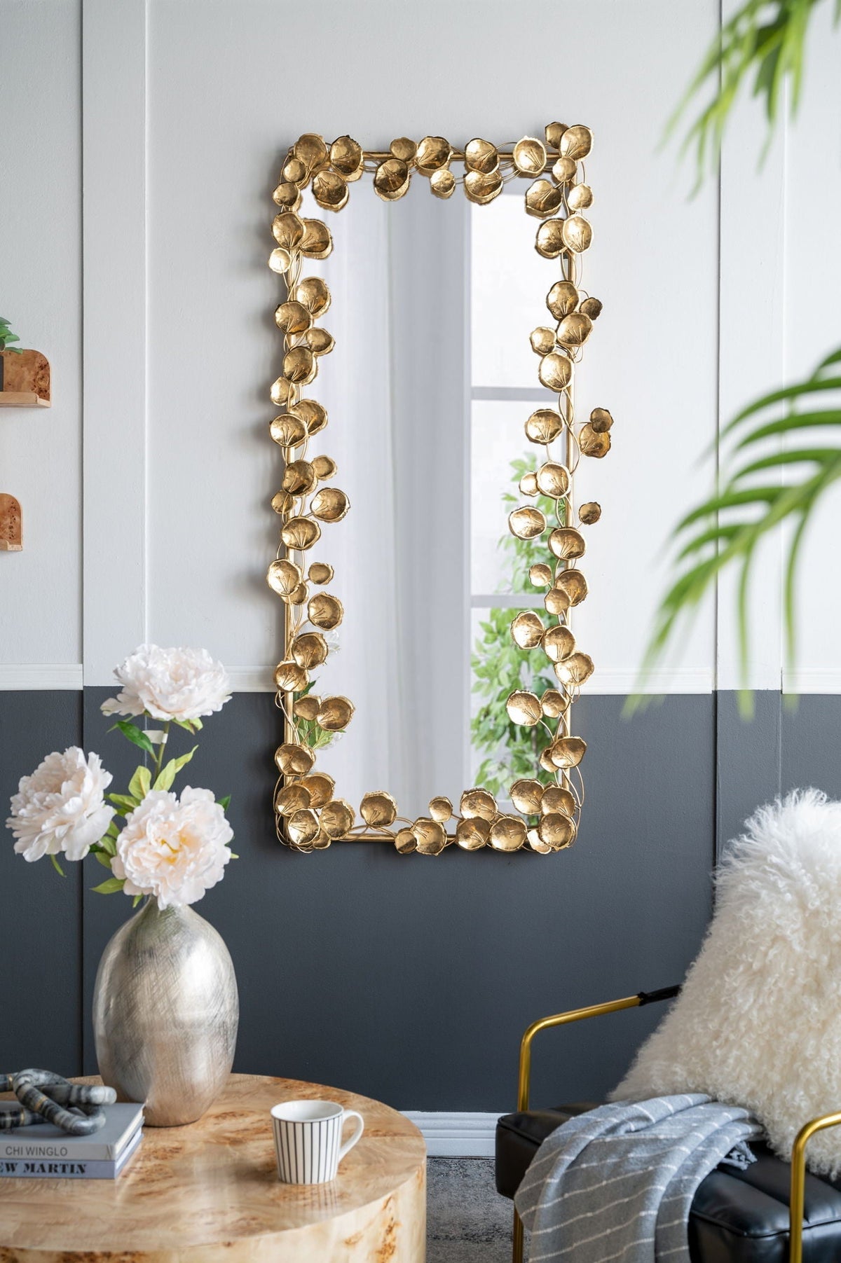 Full-Length Floor Mirror with Gold Leaf Iron Frame, 60.8 Inch – view 2